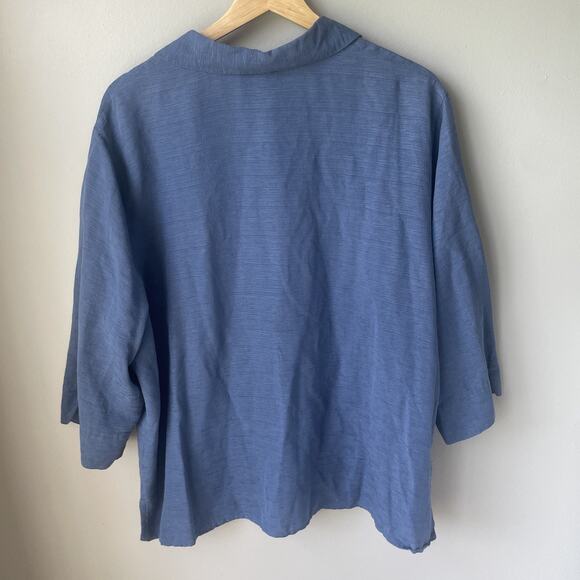 Alfred Dunner Women 100% Silk Shirt Plus‎ Size 20W Floral Office Beaded Blue - Picture 10 of 12